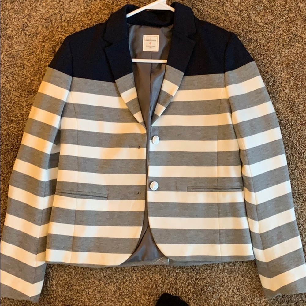 striped and color block buttoned blazer never worn